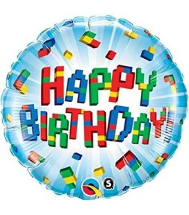 Mylar Balloon Happy Birthday Blocks