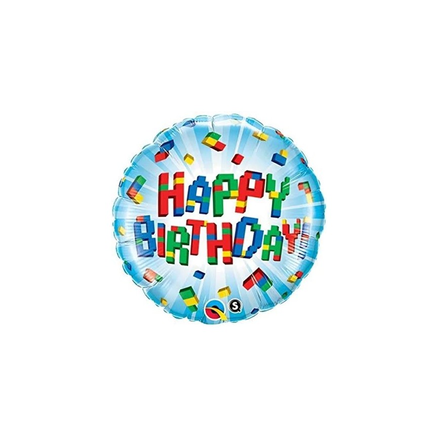 Mylar Balloon Happy Birthday Blocks
