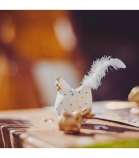 2 Gold Glitter Polka Dot Hen Place Cards Holders