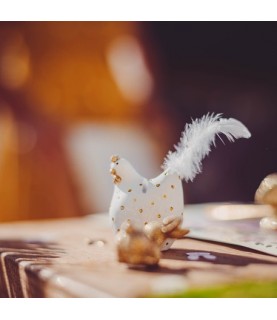 2 Gold Glitter Polka Dot Hen Place Cards Holders