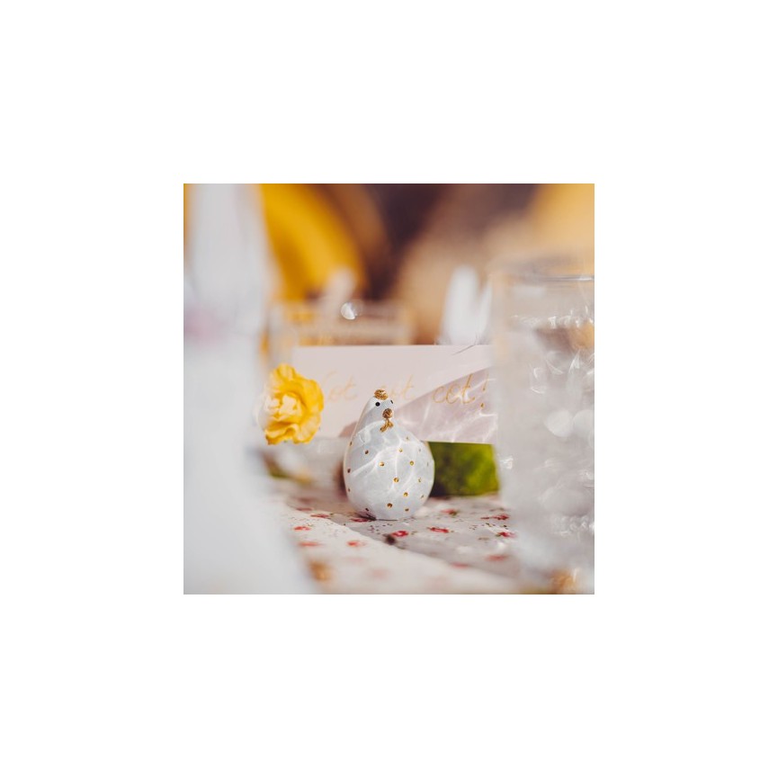 6 Tischkarten aus Glas mit Gänseblümchen