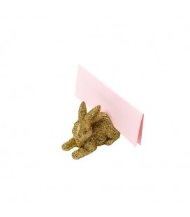 2 Gold Glitter Bunny Place Cards Holders