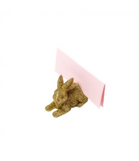 2 Gold Glitter Bunny Place Cards Holders