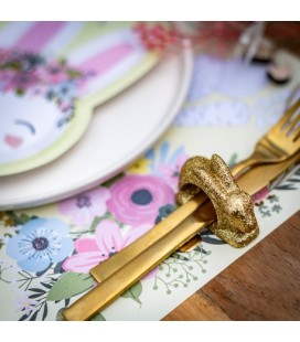 2 Gold Glitter Bunny Napkin Rings
