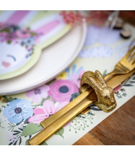 2 Gold Glitter Bunny Napkin Rings