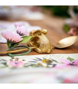 2 Gold Glitter Bunny Napkin Rings