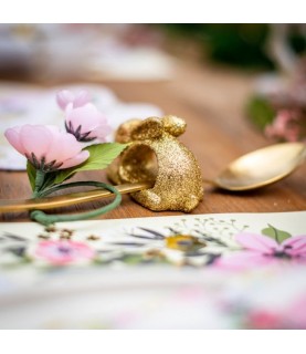 2 Gold Glitter Bunny Napkin Rings