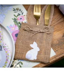 1 Bunny Burlap Bag with Pompom