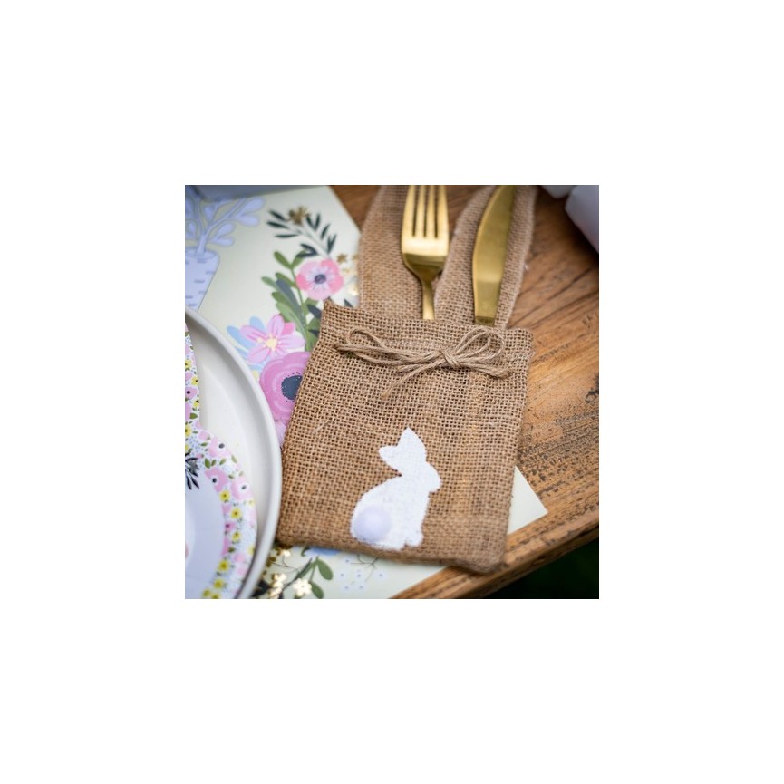 1 Bunny Burlap Bag with Pompom