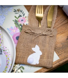 1 Bunny Burlap Bag with Pompom