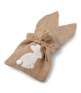 1 Bunny Burlap Bag with Pompom