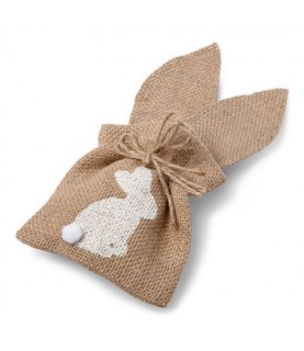 1 Bunny Burlap Bag with Pompom