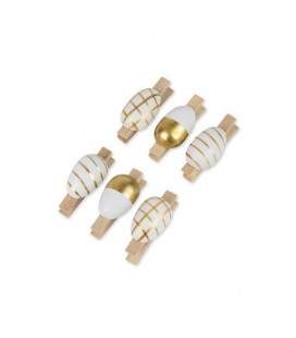 6 Gold & White Egg Clips