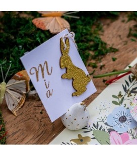 6 Glitter Bunny Tags