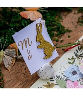 6 Glitter Bunny Tags