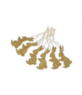 6 Glitter Bunny Tags