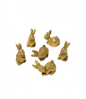 6 Glitter Bunny Tags