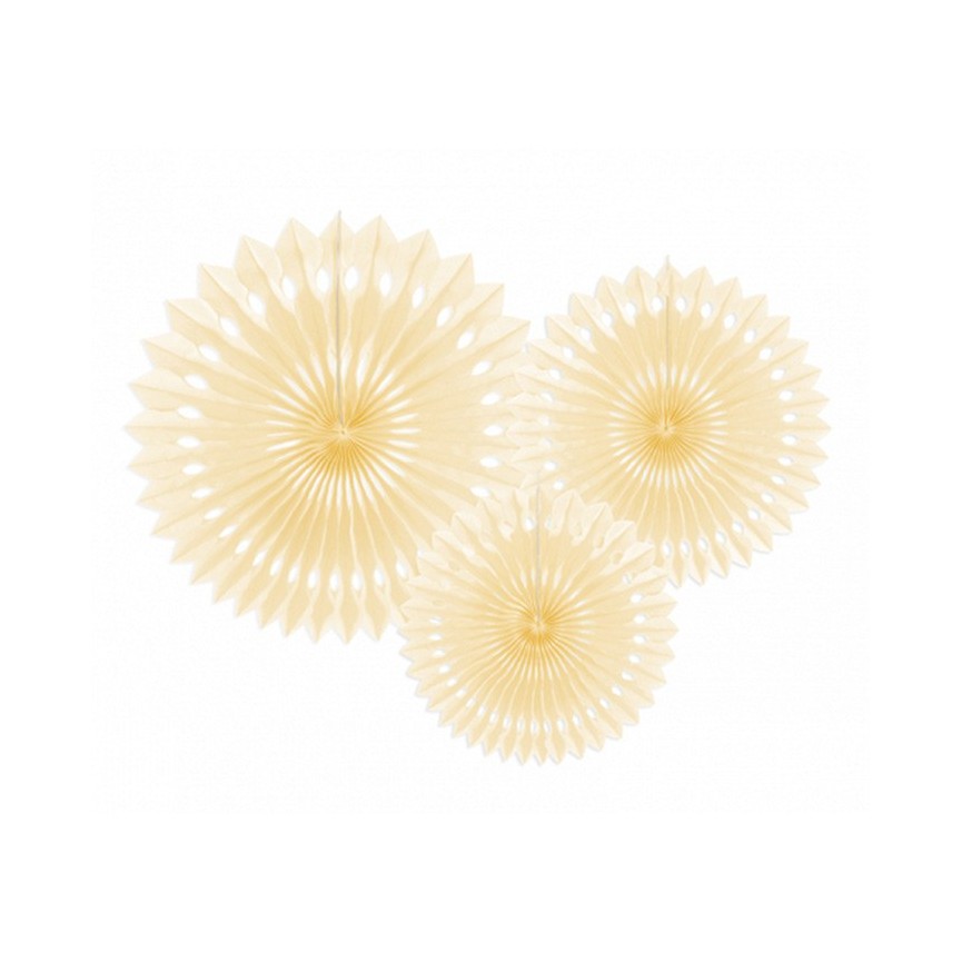 3 Cream Paper Fans