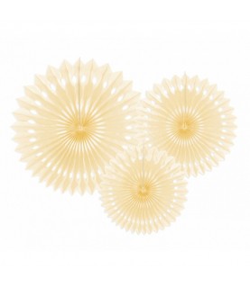 3 Cream Paper Fans