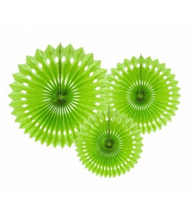 3 Apple Green Paper Fans