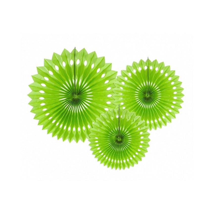 3 Apple Green Paper Fans