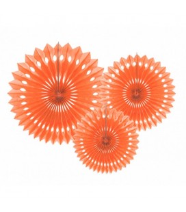 3 Peach Paper Fans