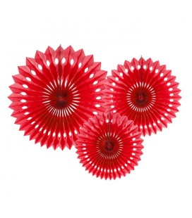 3 Red Paper Fans