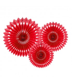 3 Red Paper Fans