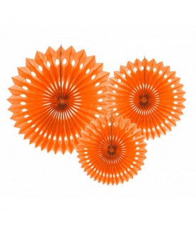 3 Orange Paper Fans
