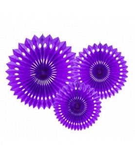 3 Purple Paper Fans