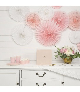 3 Light Pink Paper Fans