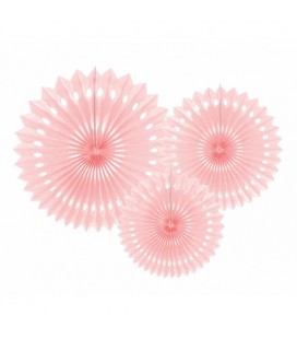 3 Light Pink Paper Fans