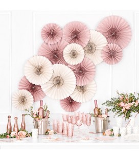 3 Beige Paper Rosettes