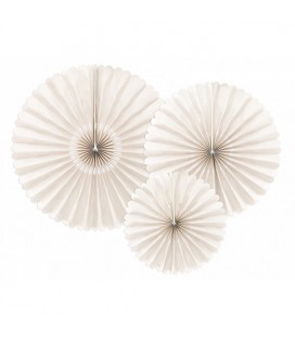 3 Beige Paper Rosettes