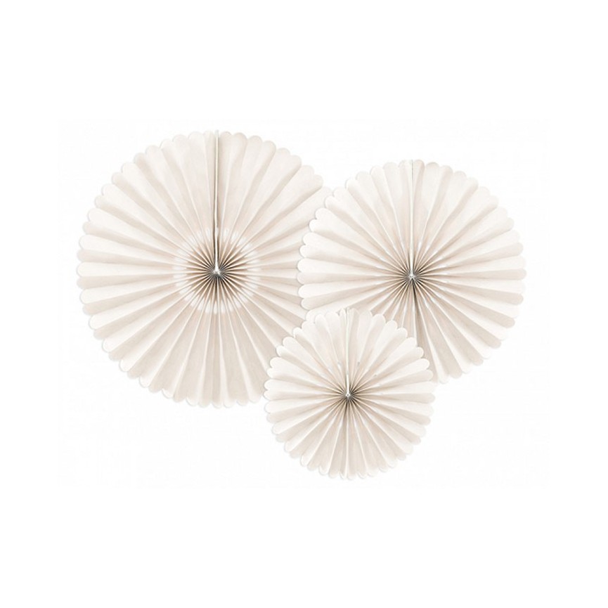 3 Beige Paper Rosettes