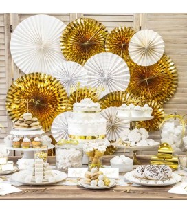 3 Gold Paper Rosettes