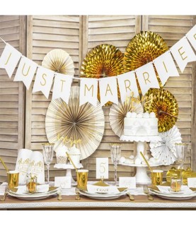 3 Gold Paper Rosettes