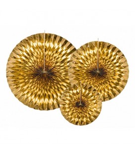 3 Gold Paper Rosettes