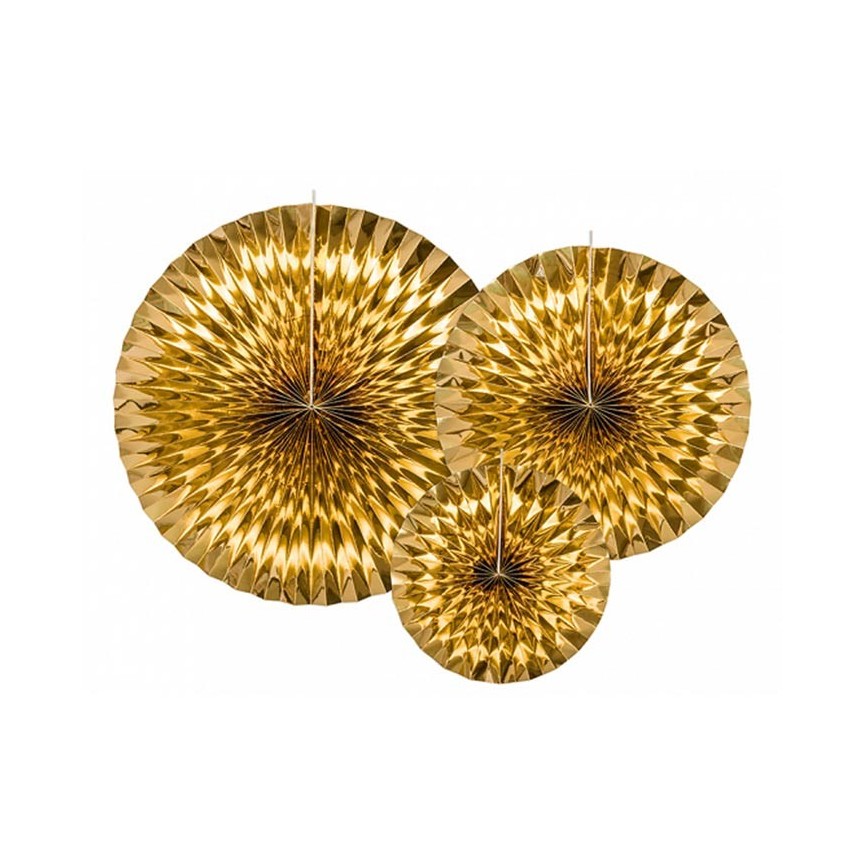 3 Gold Paper Rosettes