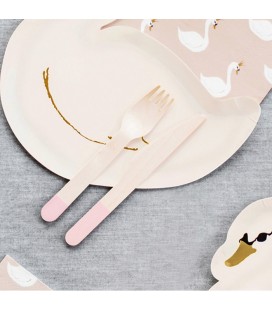 18 Wooden Cutlery Light Pink