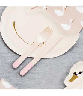 18 Wooden Cutlery Light Pink