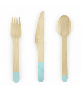 18 Wooden Cutlery Mint Green