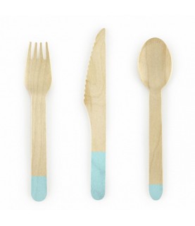 18 Wooden Cutlery Mint Green