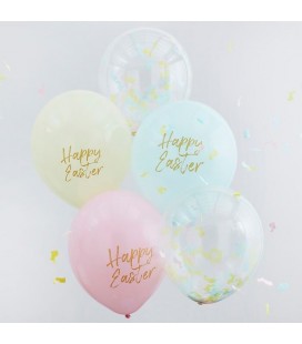 5 Luftballons mit Easter Konfetti