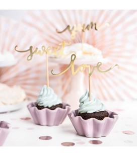 6 Cupcake Toppers Love Yum Sweet Or