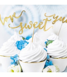 6 Cupcake Toppers Love Yum Sweet Or