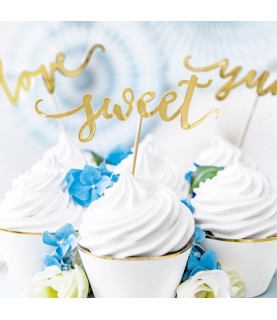 6 Cupcake Toppers Love Yum Sweet Or