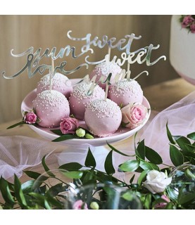 6 Cupcake Toppers Love Yum Sweet - Silber