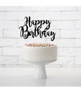 Cake Topper Tortendekoration Happy Birthday - Schwarz