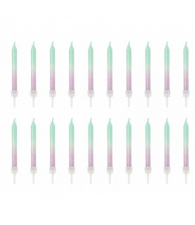 20 Bougies Ombré Paillettes Menthe-Violet